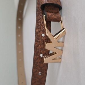 Michael Kors Tan And Brown Gold  Belt S/M 39"